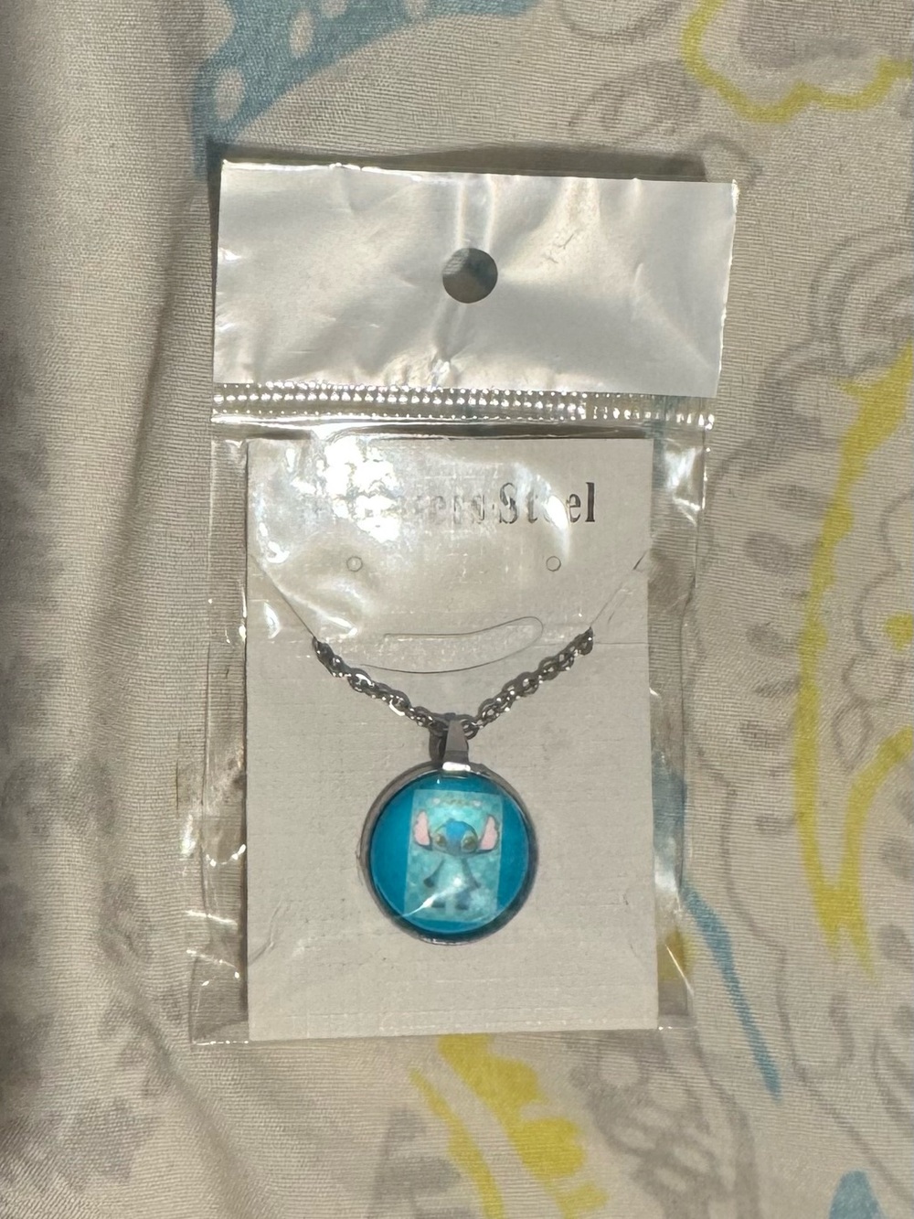 Stainless Steel Blue Cartoon Pendant Necklace